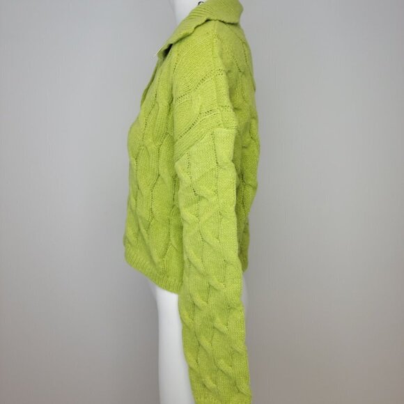 Fashion Nova Knit Green V Neck Collared Sweater Size Large - Picture 3 of 6